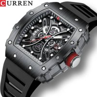 Мъжки часовник Curren Black k8438c1 силиконова каишка, снимка 1 - Мъжки - 41046268