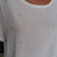 Бяла блуза с кабсички  - размер ХЛ-2ХЛ , снимка 2 - Тениски - 35927918