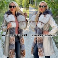 Дамско луксозно палто кашмир вълна и лисица код 811, снимка 1 - Палта, манта - 34283789