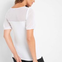 СТИЛНА бяла блуза с тюл в горната част и ръкавите ХЛ/2ХЛ размер , снимка 2 - Тениски - 41096610