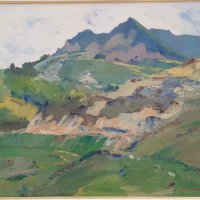 Атанас Михов 1879 - 1975 планински пейзаж Из Балкана маслени бои, снимка 2 - Картини - 41604992