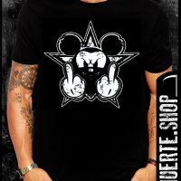 Черна тениска с щампа MICKEY MOUSE FINGERS, снимка 1 - Тениски - 42063235