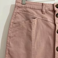 Дънкова еластична модерна къса пола с джобове и копчета – памук и еластан/плътна, силно еластична , снимка 2 - Поли - 41326712