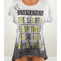 Дамска блуза с къс ръкав и камъчета Amnesia, снимка 2 - Тениски - 41886359