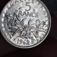 5 франка 1962 сребро

, снимка 1 - Нумизматика и бонистика - 41749471