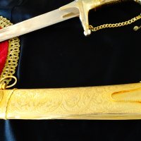 Персийска сабя с кания 2 кг.,дебела позлата,орнаменти. , снимка 5 - Антикварни и старинни предмети - 39913008