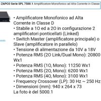 Усилвател Моноблок 8к Zapco SP 7500.1 , снимка 2 - Ресийвъри, усилватели, смесителни пултове - 41915491