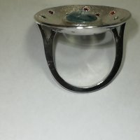 Сребърен пръстен с Аквамарин, снимка 2 - Пръстени - 42450431