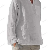 Мъжка ежедневна риза с V-образно деколте и дълъг ръкав, 7цвята - 023, снимка 10 - Ризи - 39731656