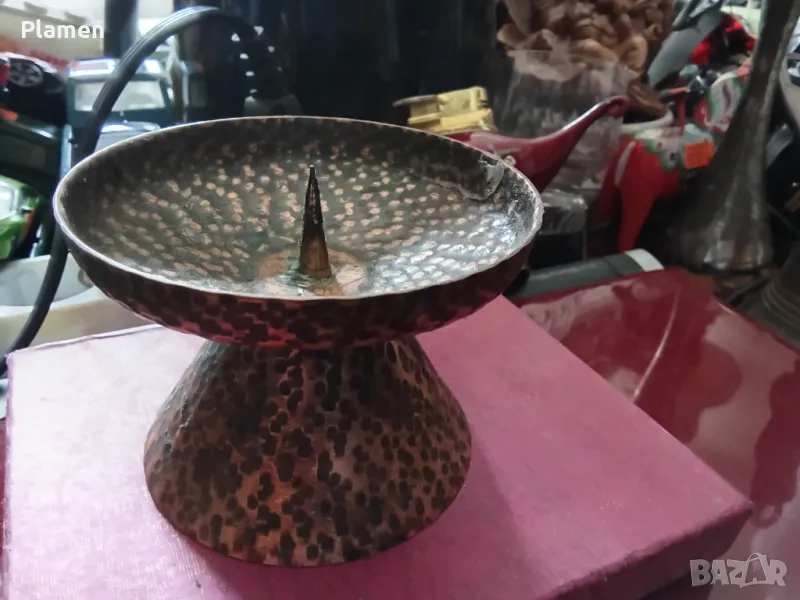Свещник от кована мед , снимка 1