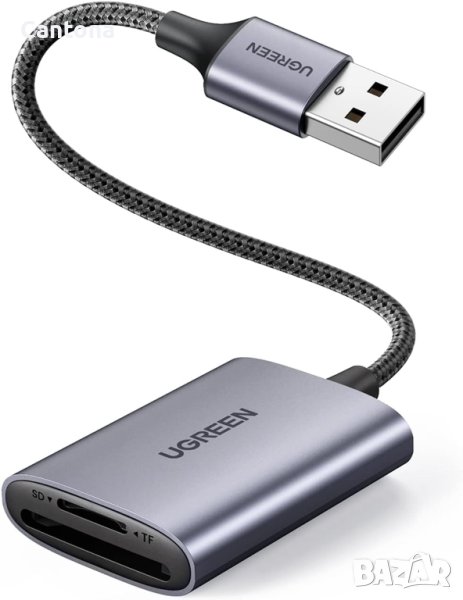 GREEN USB 3.0 четец 2-в-1 SD/TF с два слота, SDHC, SDXC, MMC Micro, RS MMC, Micro SD, алуминиев корп, снимка 1