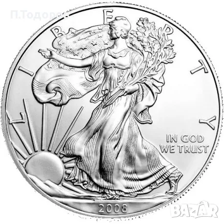 1 oz Сребро Американски Орел 2008, снимка 1
