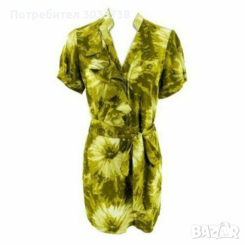 Tabitha Antropologie Винтидж Къса Копринен Рокля на Цветя с Колан Размер 8, снимка 1