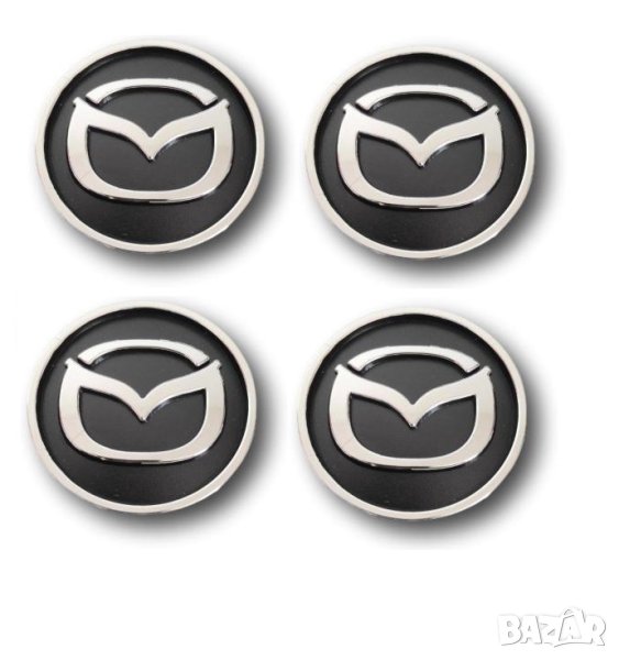 капачки за джанти Мазда Mazda черни с хром комплект 56мм, снимка 1
