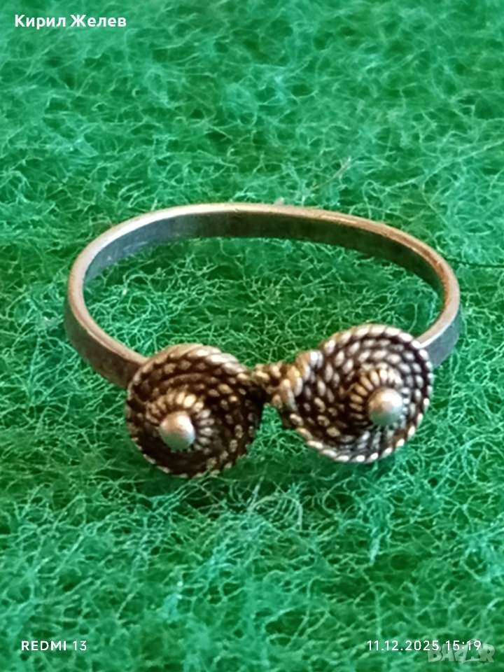 ВЪЗРОЖДЕНСКИ СТИЛ СРЕБЪРЕН ПРЪСТЕН ФИЛИГРАННА ИЗРАБОТКА ЕТНО АРТ 40994, снимка 1