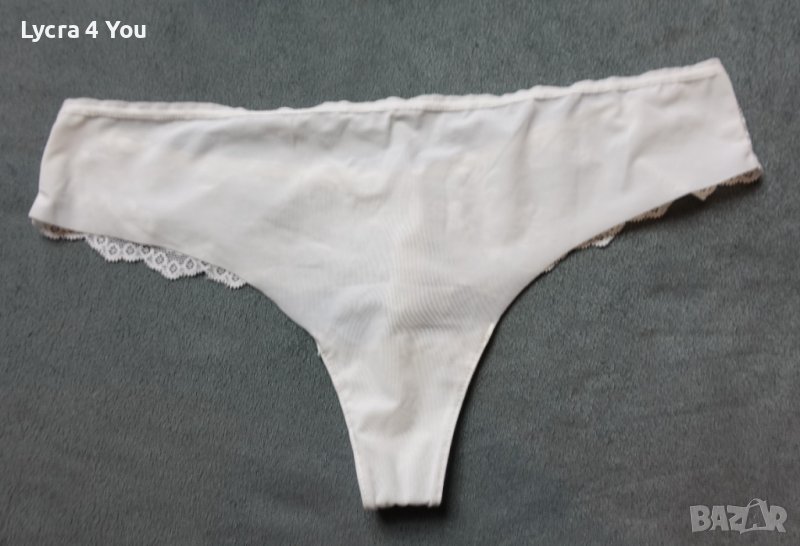 S бели лазерно изрязани бразилиани с дантела отзад, снимка 1