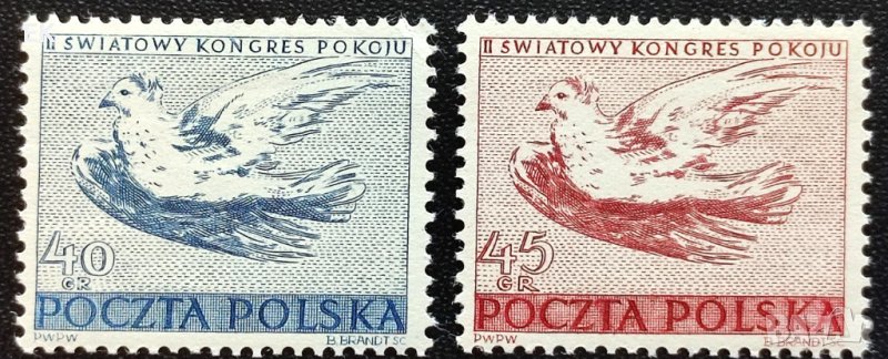 Полша, 1950 г. - пълна серия чисти марки, изкуство, 1*5, снимка 1