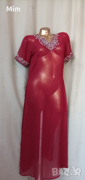  М Прозрачна рокля / парео / с релефна бродерия цвят бордо, снимка 1