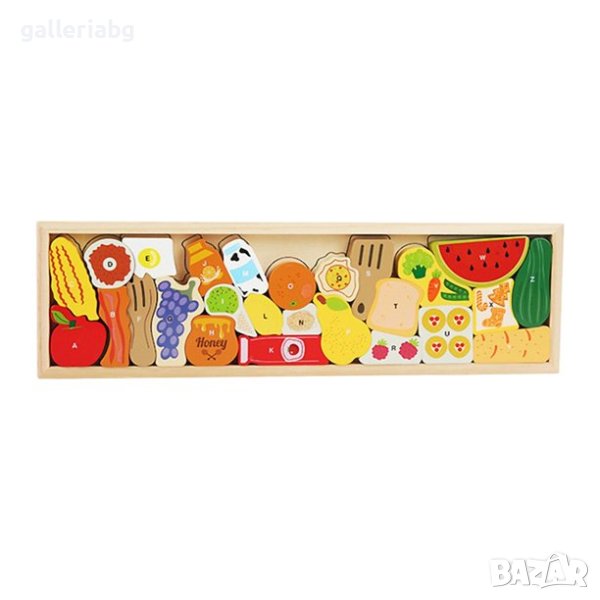 Дървена игра с плодове и зеленчуци, снимка 1