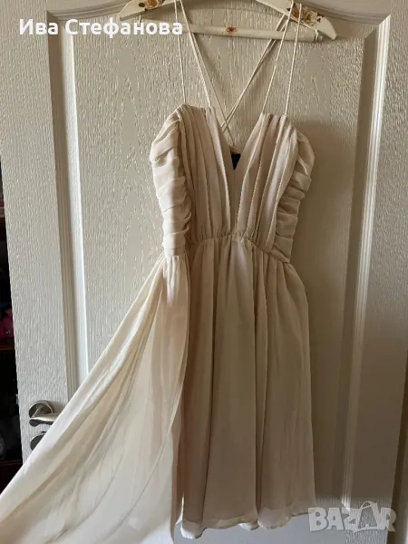 Wow разкошна  ефирна елегантна парти коктейлна официална кукленска рокля цвят пудра, снимка 1