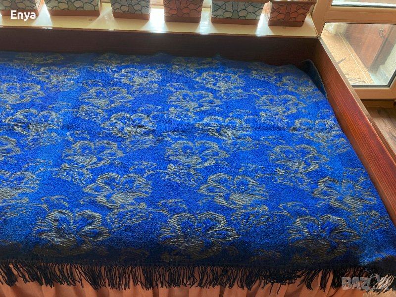 Кувертюра битова, синя , на цветя, снимка 1