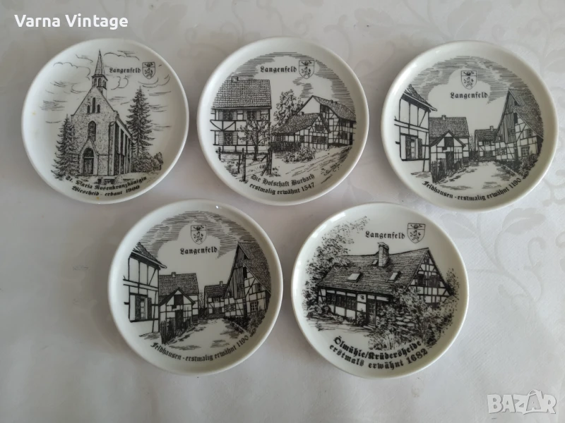 Комплект от пет малки колекционерски чинийки Лангерфелд.  Германия., снимка 1