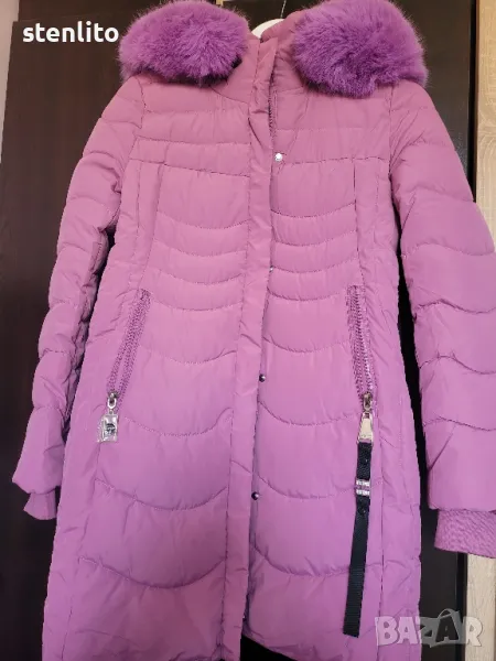 Дамско яке с качулка с пух, снимка 1