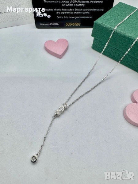 Сребърно колие с мойсанит (диамант) 0.4к, снимка 1