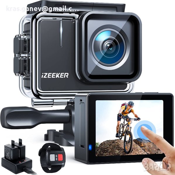 iZEEKER iA100 Action Cam 4K30FPS 20MP WiFi 40M подводна камера Ultra HD сензорен екран, снимка 1