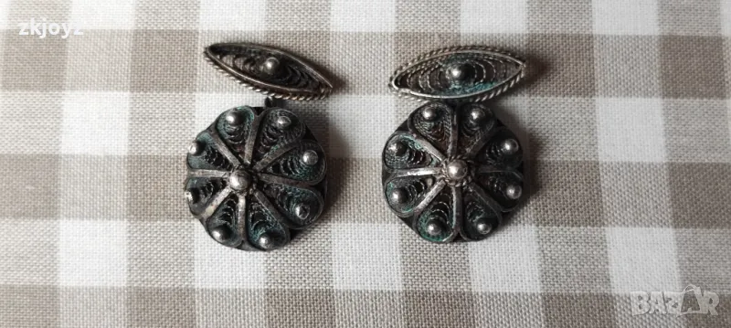 19 ВЕК СТАРИННИ ВЪЗРОЖДЕНСКИ СРЕБЪРНИ РЪКАВЕЛИ ФИЛИГРАН 7.12 гр., снимка 1