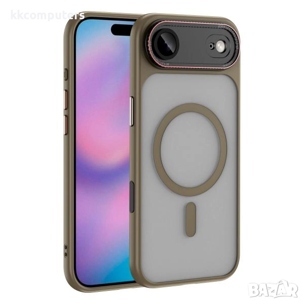 Калъф силикон мат Lens Protection MagSafe / Оранжева рамка / за iPhone 17 6.3 Баркод : 3132443, снимка 1