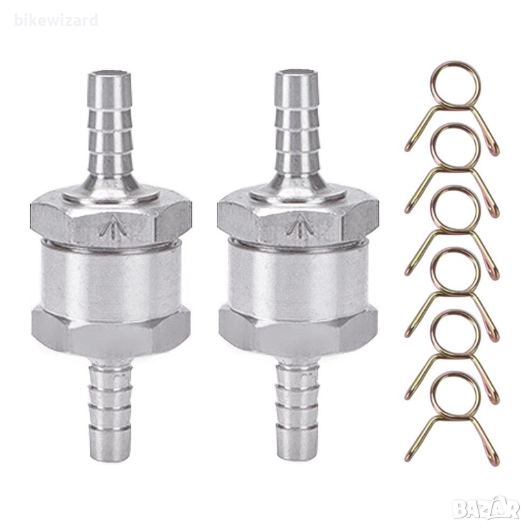 VooGenzek Възвратен клапан за гориво 6 мм алуминиева сплав – 2 броя НОВИ, снимка 1