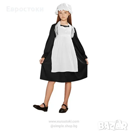 Детски викториански костюм Ficlwigkis за момичета на 12-14 години – карнавален костюм на прислужница, снимка 1