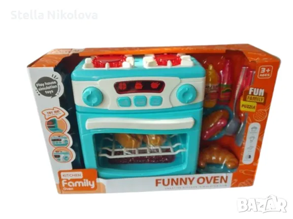 Детска печка, светещи котлони, звук, продукти и посуда, снимка 1