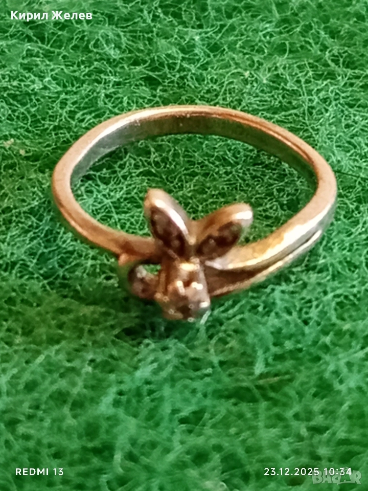 Сребърен пръстен с формата на Заек с инкрустирани кристали 52458, снимка 1