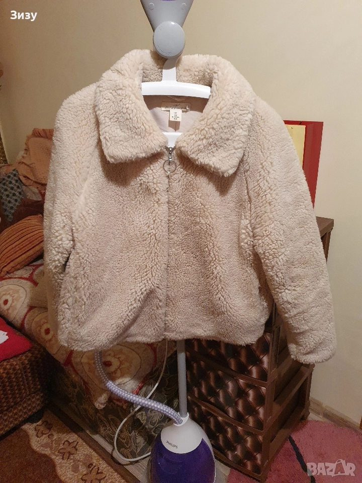 Бежово пухено палто Л размер , снимка 1