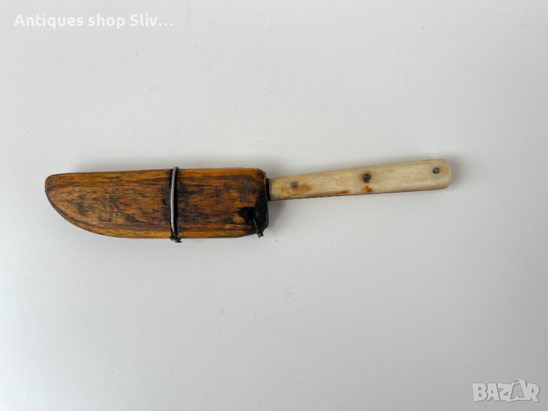 Стар нож с кокалена дръжка и кания. №2211, снимка 1