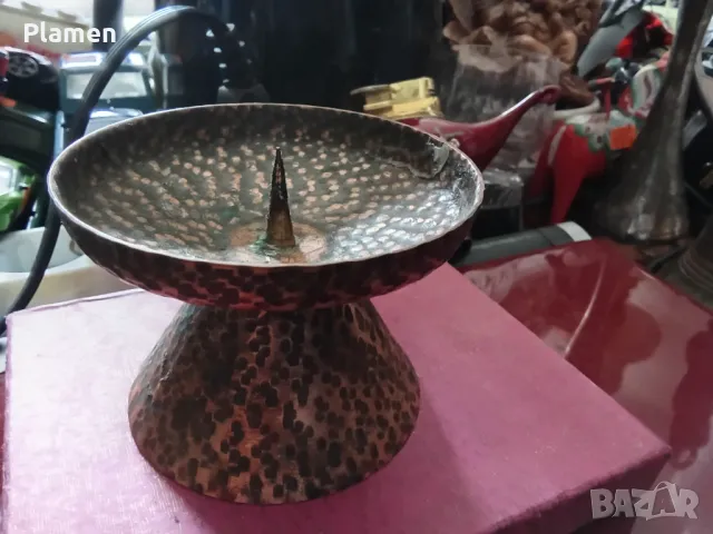 Свещник от кована мед , снимка 1