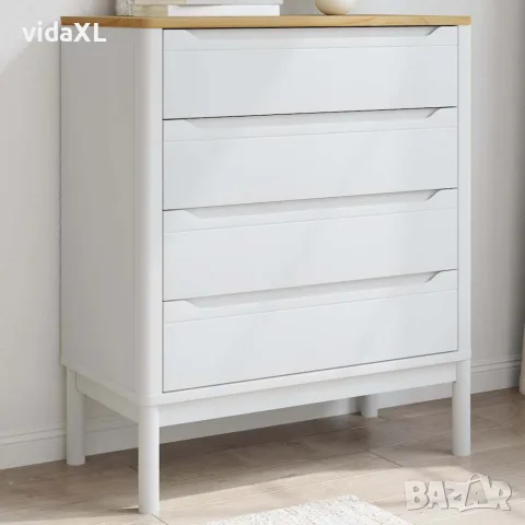 vidaXL Скрин FLORO, бял, бор масив, снимка 2 - Скринове - 56147405