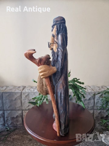 Прекрасна антикварна голяма дървена фигура статуетка , снимка 8 - Антикварни и старинни предмети - 50520728