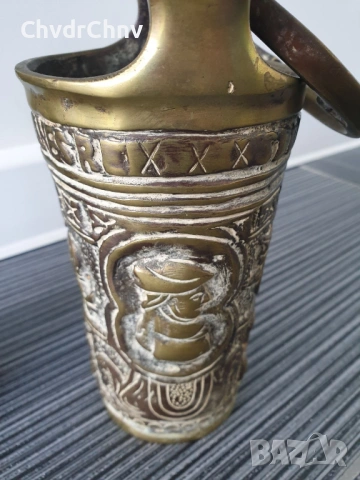 19ти век/2бр религиозен бронзов съд за светена вода/малка кофа с дръжка, снимка 11 - Антикварни и старинни предмети - 53507262