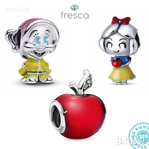 Колекция талисмани Снежанка Fresca по модел тип Pandora Пандора с печат S925 SnowWhite