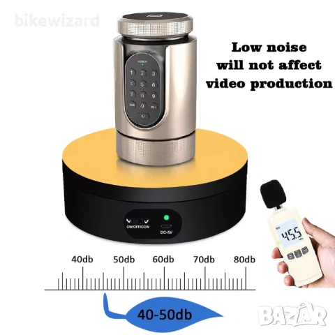 Електрическа 360° въртяща се стойка за фотография – черна 16 см НОВА, снимка 3 - Друга електроника - 53168729