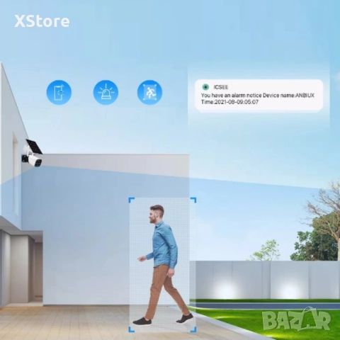 Камера с отделен соларен панел и датчик, 4 диода, 6MP, iCsee приложение, снимка 7 - IP камери - 48513231