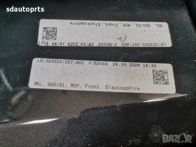 Нова Предна Броня Комплект BMW 5 i5 G60 G61 M Sport Paket Blacksaphire, снимка 12 - Части - 48609859