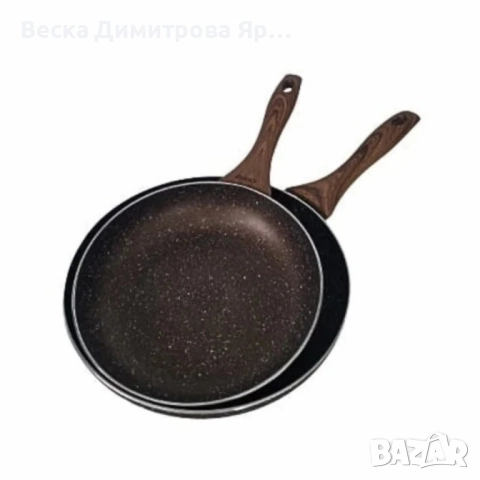 Комплект тигани 9Tnine-4419, 22/26см, Мраморно покритие, Кован алуминий, снимка 5 - Съдове за готвене - 51737953