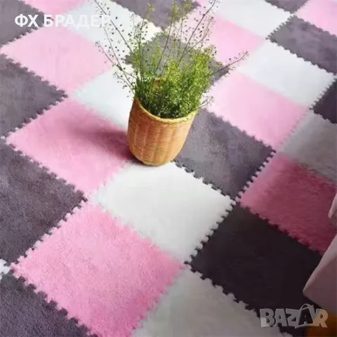 ПРОМОЦИЯ! Плюшена подложка за под от пяна - мек пъзел килим, комплект от 10 части, 30x30x1.2 см, снимка 7 - Килими - 48762838