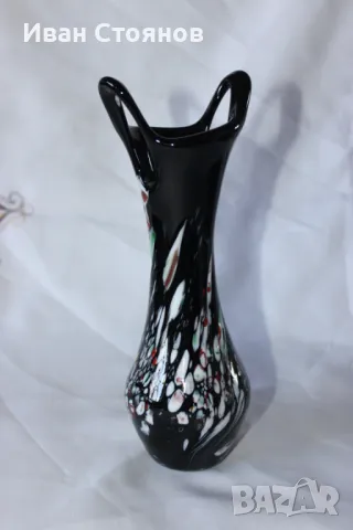 Стъклена ваза ръчна изработка , снимка 2 - Вази - 49125327