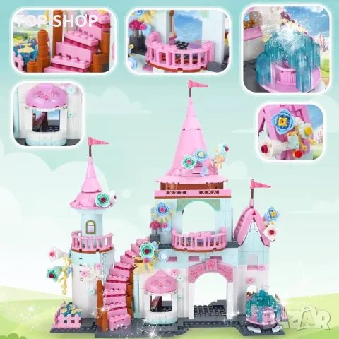 Комплект строител Замък на принцеса, 740 части, играчка за деца момичета 6+ г., снимка 2 - Конструктори - 49500276