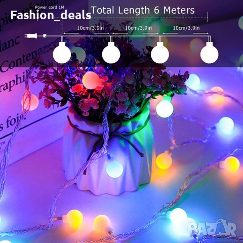 Нови Цветни Светлини за декорация Лампички Украса 60 LED на батерия 7 метра, снимка 4 - Декорация за дома - 39493822